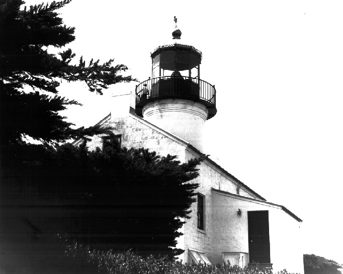 Old Point Loma Lighthouse, San Diego California 1969 Rear view of Old Point Lome Lighthouse, showing lantern area and leanto in the back of the dwelling