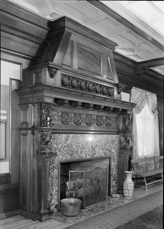 Whittier Mansion - California Historical Society Mansion, San Francisco 1960 RECEPTION ROOM FIREPLACE (West Wall)