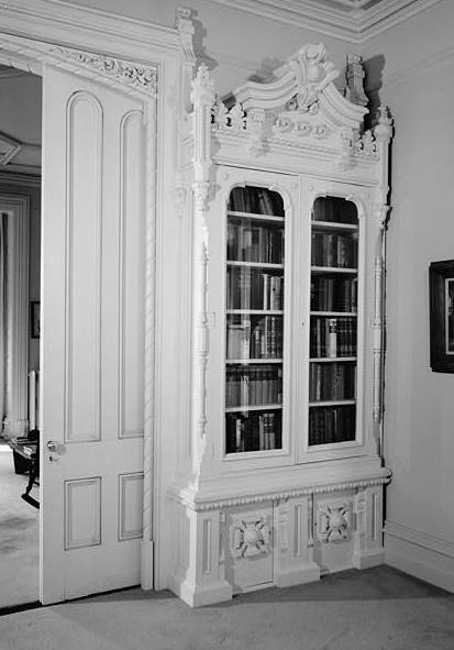 Mrs. Zalmon Wakeman House, Southport Connecticut 1966 DETAIL BOOKCASE IN SOUTHEAST ROOM, WEST SIDE