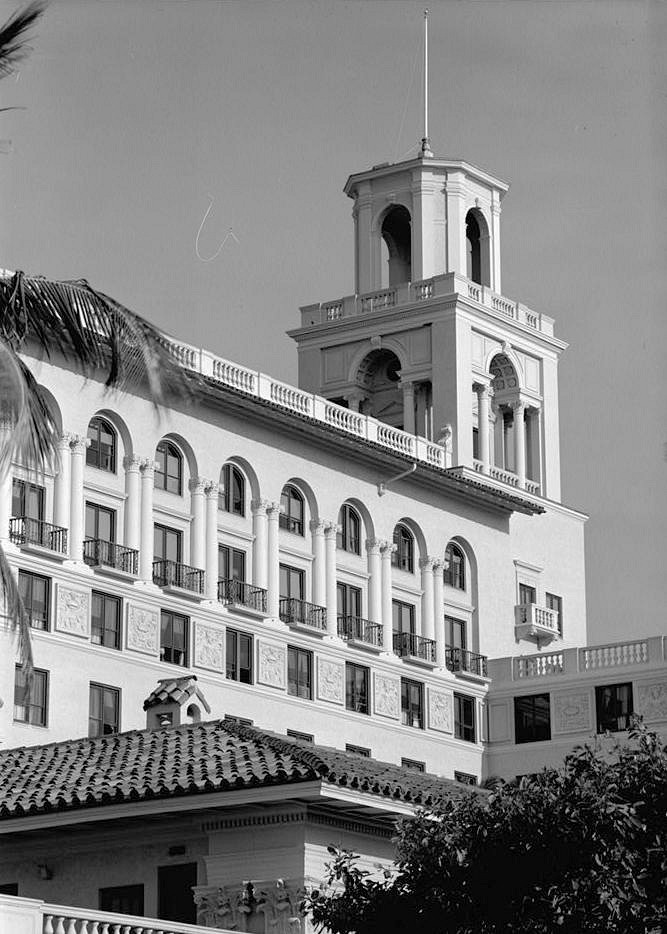 The Breakers Hotel, Palm Beach Florida 1972 SOUTH TOWER FROM NORTHWEST SHOWING PORTION OF WEST FACADE AND ROOF OF NORTH PAVILION