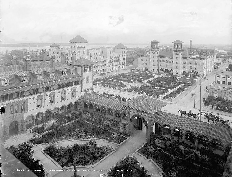 Alcazar Hotel, St Augustine Florida 1890s The Alcazar and Cordova from the Ponce de Leon