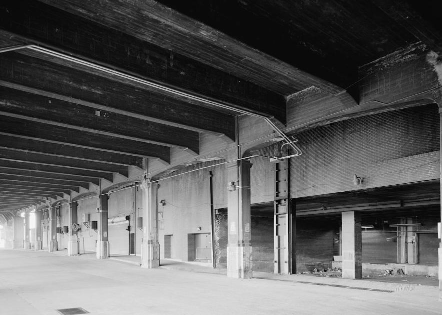 Rich's Downtown Department Store, Atlanta Georgia 1994 View of loading dock for 1958 service building along Madison Avenue under Spring Street viaduct, from southwest looking northeast.