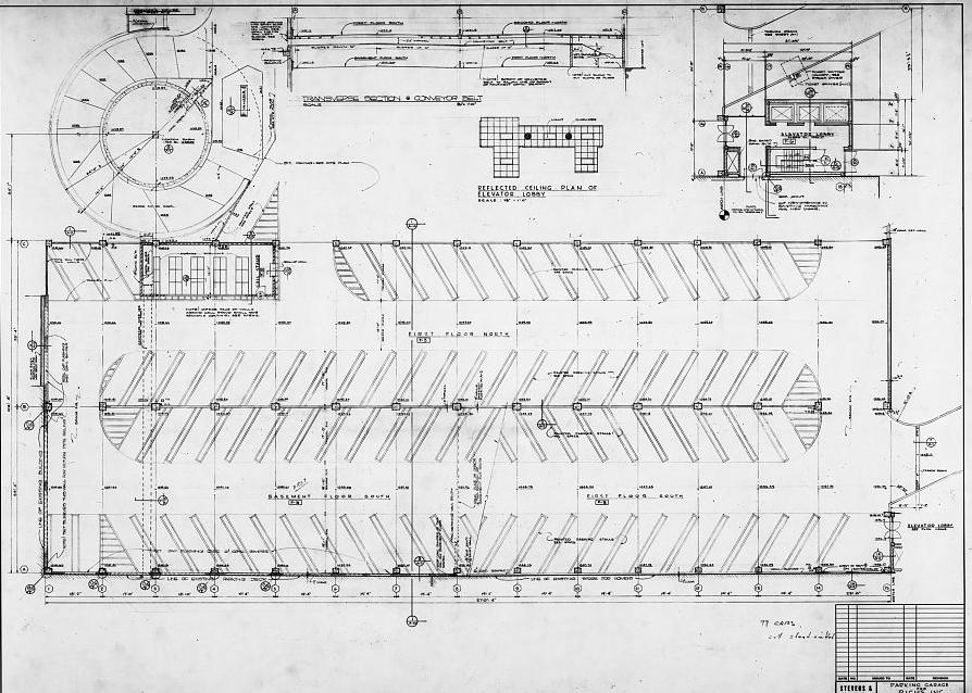 Rich's Downtown Department Store, Atlanta Georgia 1960 First floor plan, parking garage for Rich's Inc., drawing no. A3-14.