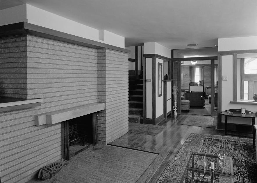 Emil Bach House - Frank Lloyd Wright, Chicago Illinois July 1967 LIVING ROOM LOOKING EAST