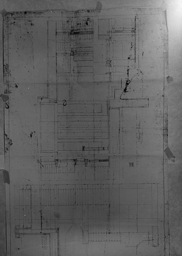 Emil Bach House - Frank Lloyd Wright, Chicago Illinois Original Working Drawing c. 1915 SECTION - STAIR