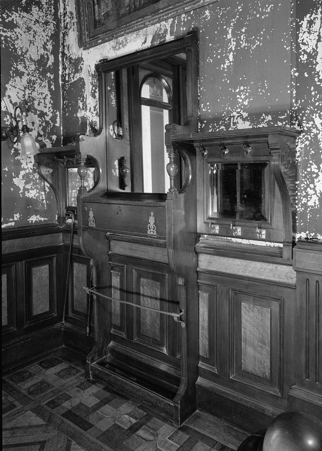 Hegeler Carus Mansion, La Salle Illinois 2008 First floor, main hallway, profile of mirror/hat rack on east wall of north end