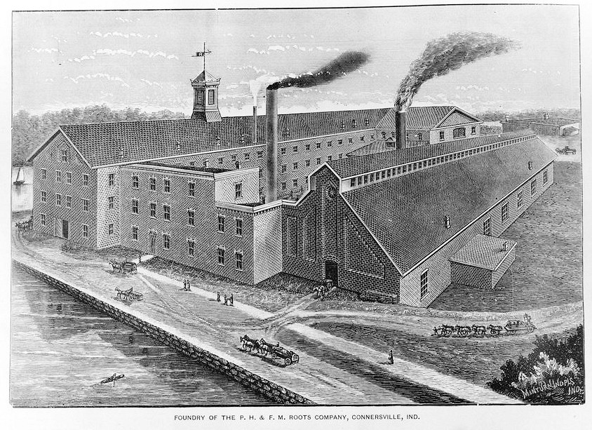 Roots Blower Company, Connersville Indiana EARLY ILLUSTRATION OF FOUNDARY