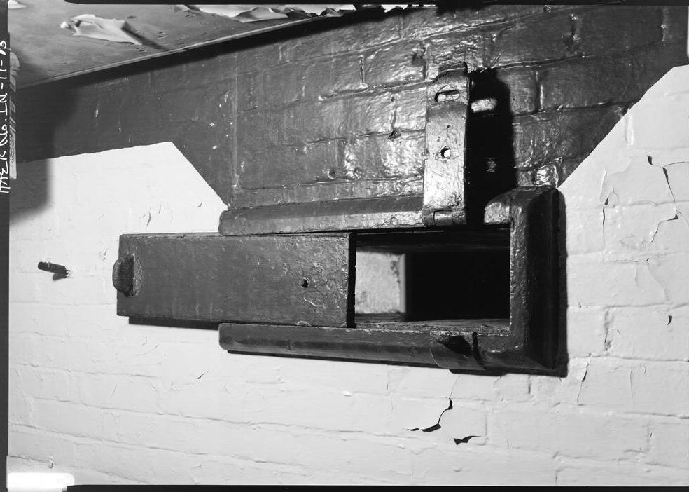 Montgomery County Jail, Crawfordsville Indiana 1974 SHOWING FOOD PASS-THROUGH TO CELLS