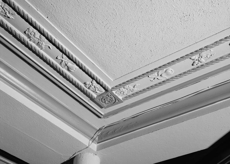 Schnull & Company Building, Indianapolis Indiana 1989 Detail, first floor ceiling, plaster detailing under east mezzanine