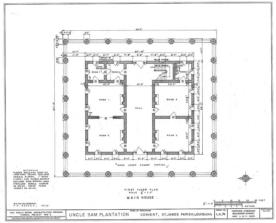 Uncle Sam Plantation, Convent, St James Parish, Louisiana First Floor Plan