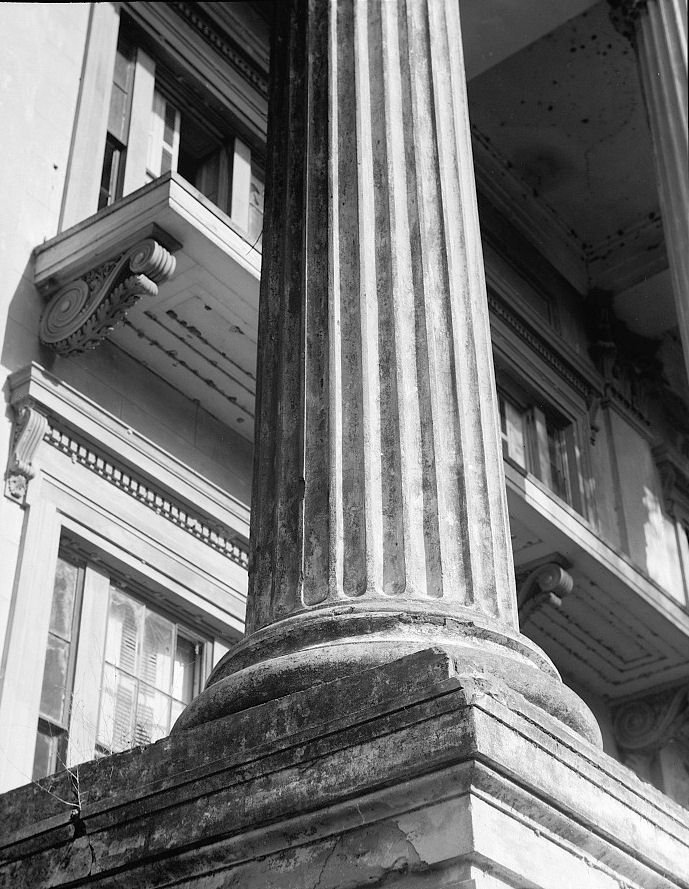 Belle Grove Plantation Mansion, White Castle Louisiana 1936 Closeup of column