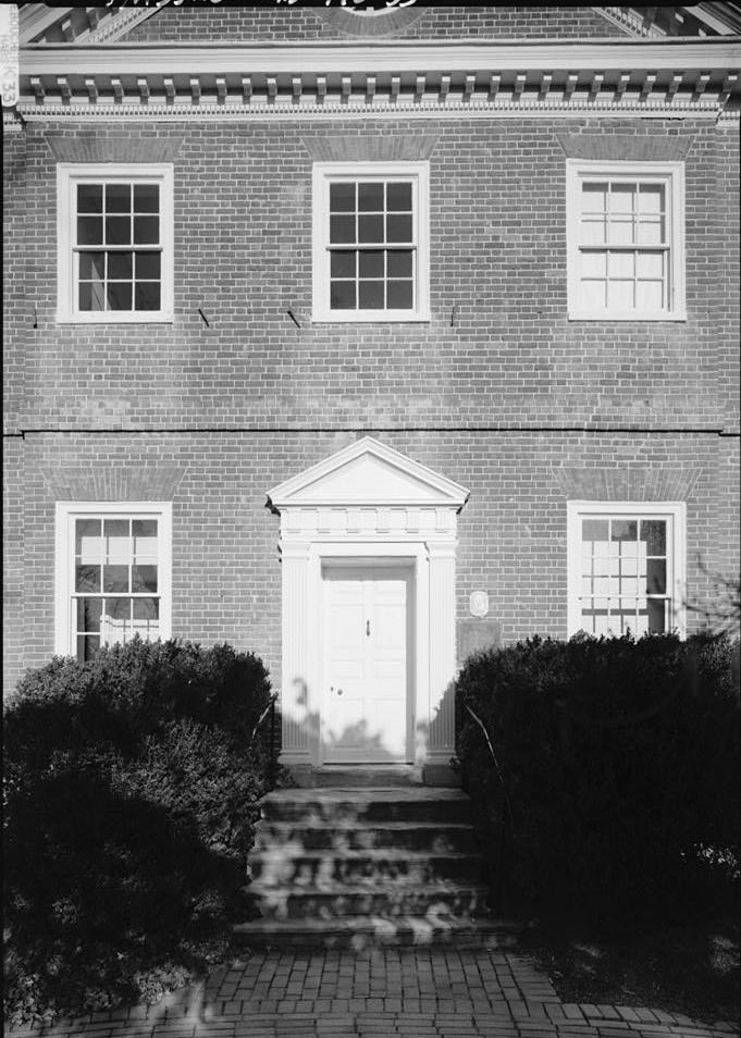 Montpelier - Snowden House, Laurel Maryland ENTRY AND SURROUNDING BAYS (INCLUDING CORNICE) OF WEST (REAR) ELEVATION