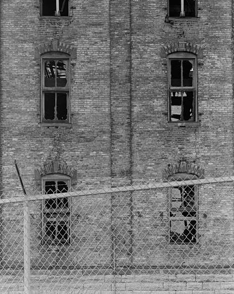 Crown Roller Mill, Minneapolis Minnesota NORTH SIDE, DETAIL OF EASTERNMOST WINDOWS ON FIRST AND SECOND FLOORS; LOOKING SOUTH