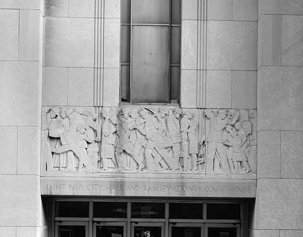 St. Paul City Hall and Ramsey County Courthouse, St. Paul Minnesota Detail Fourth Street entrance, relief by Lee Lawrle