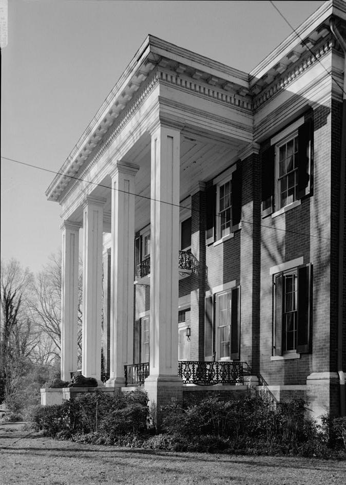 Riverview Mansion - Burris House - McLaran-Humphreys House, Columbus Mississippi 1975 EAST PORTICO FROM NORTHEAST