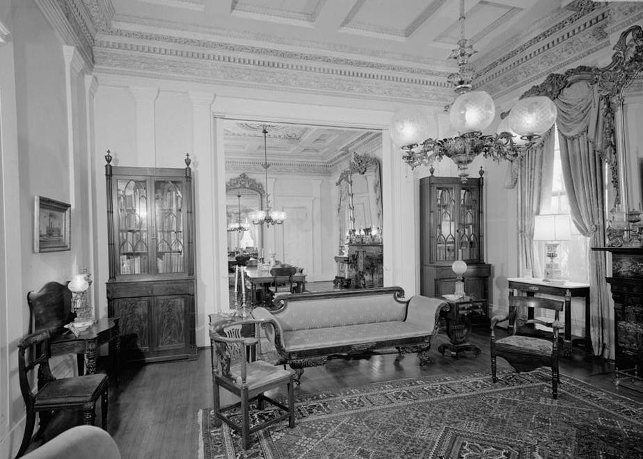 Riverview Mansion - Burris House - McLaran-Humphreys House, Columbus Mississippi 1975 DOUBLE PARLORS, VIEW FROM SOUTHEAST