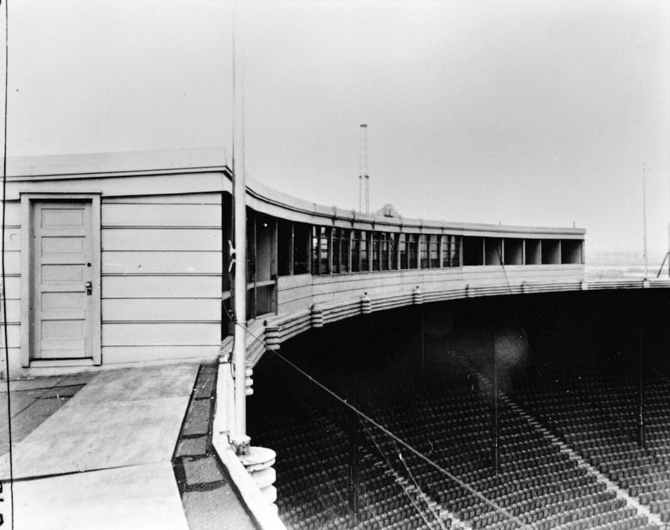 Roosevelt Stadium, Jersey City New Jersey PRESS BOX, LOOKING NORTHWEST, AUGUST 16, 1957