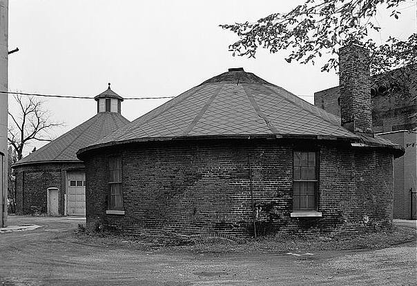 Batavia Gas Light Company, Gasholder Houses, Batavia New York LARGER GASHOLDER FROM SOUTH. 