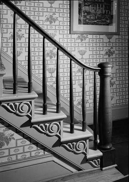 Marcus McGraw House (Lamont Library), McGraw New York 1966, INTERIOR, DETAIL OF STAIRS AND NEWELL POST