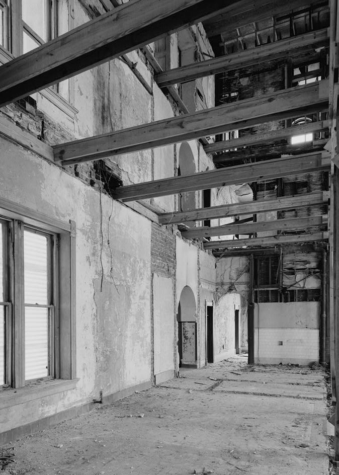 Cambrian Hotel, Jackson Ohio 1984 View to west of collapsed building section, Third Floor