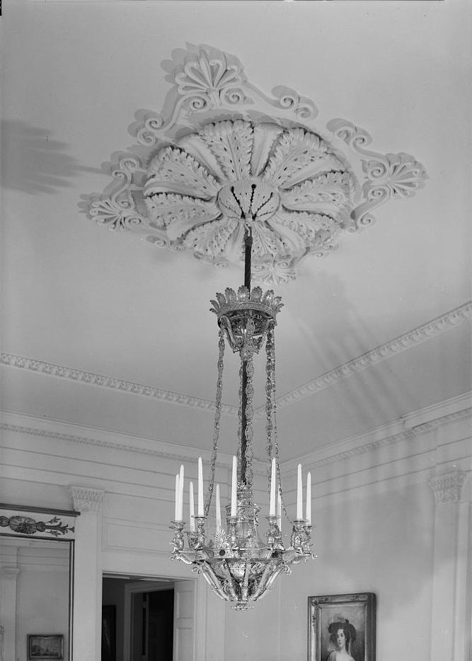 Andalusia Mansion - Nicholas Biddle Estate, Andalusia Pennsylvania 1968  CHANDELIER, GREEK REVIVAL IN STYLE, PROBABLY INSTALLED AT TIME OF CONSTRUCTION OF SOUTH PORTION