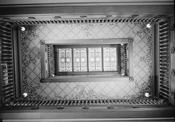 Chateau-sur-Mer Mansion (Wetmore House), Newport Rhode Island SKYLIGHT AND BALCONIES OF THREE-STORY HALL, SEEN FROM BELOW