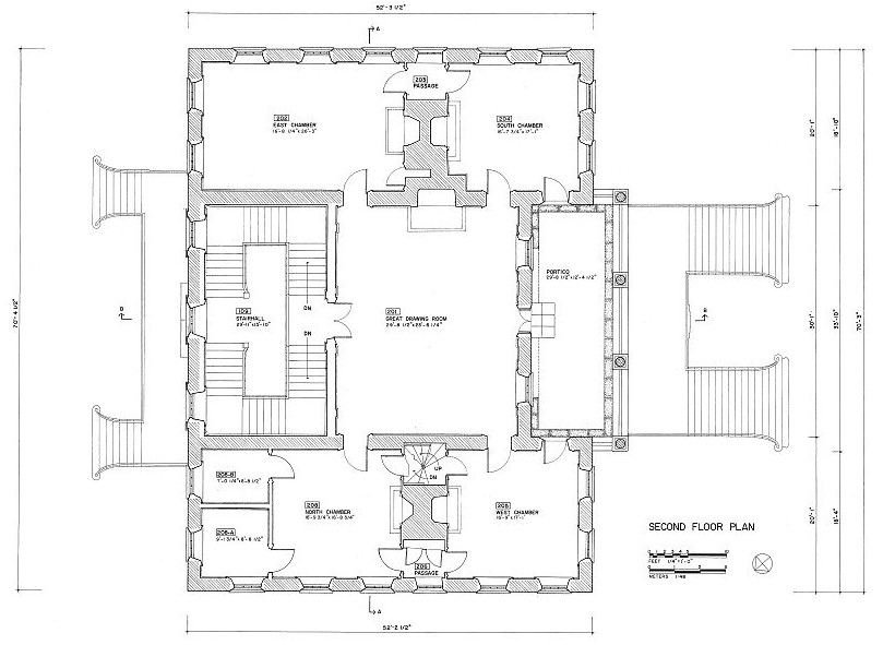 Drayton Hall, Charleston South Carolina Second Floor Plan