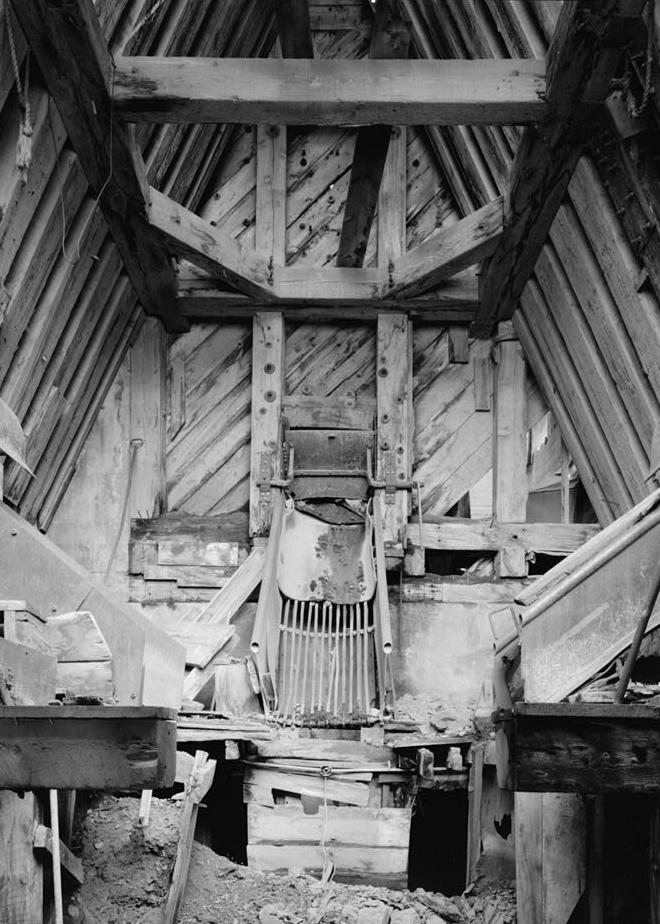 Bald Mountain Gold Mill, Lead South Dakota 1992 VIEW OF CRUSHER ROOM FROM NORTH. NOTE CRUDE ORE BIN FRAMING.
