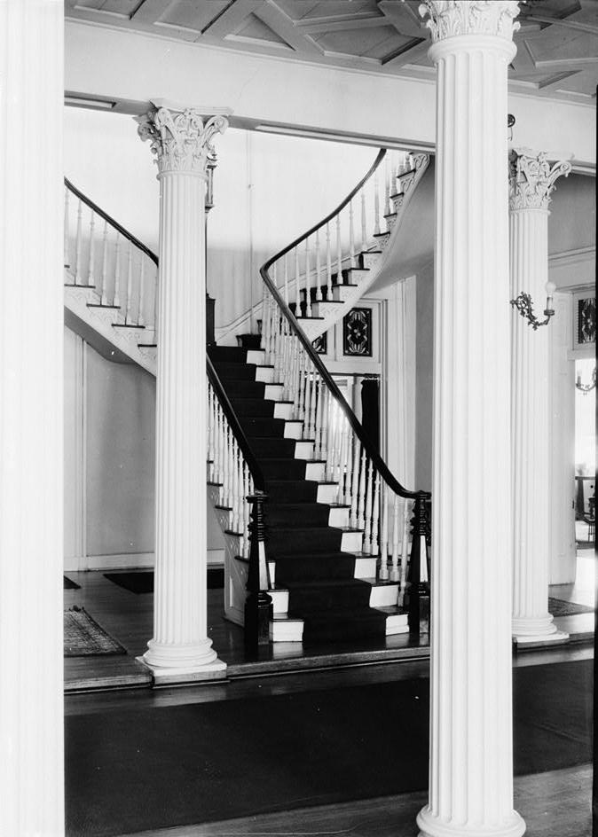 Belmont Mansion, Nashville Tennessee 1936 MAIN STAIR FROM GREAT HALL TO SECOND FLOOR (LOOKING SOUTHWEST).