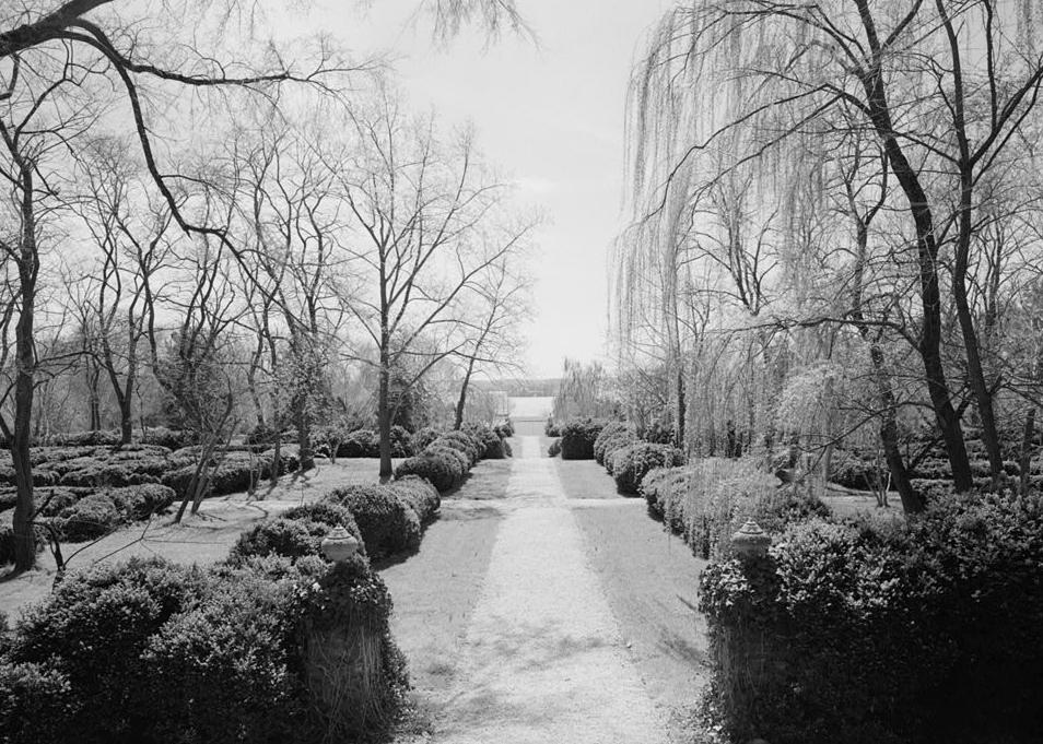 Berkeley Plantation - Harrison Family Home, Charles City Virginia LOOKING SOUTH TO RIVER FROM SOUTH ENTRANCE OF HOUSE (1981)