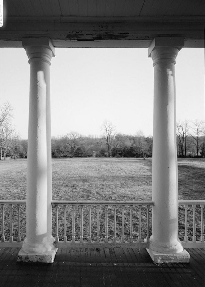 Poplar Forest - Thomas Jefferson Retreat, Forest Virginia VIEW FROM SOUTH REAR PORCH TO THE SOUTH SHOWING COLUMNS (1986)