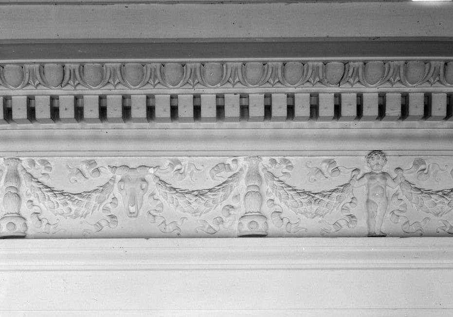 Poplar Forest - Thomas Jefferson Retreat, Forest Virginia FIRST FLOOR, SOUTH ROOM, NORTH WALL CENTER, DETAIL VIEW OF FRIEZE (1986)