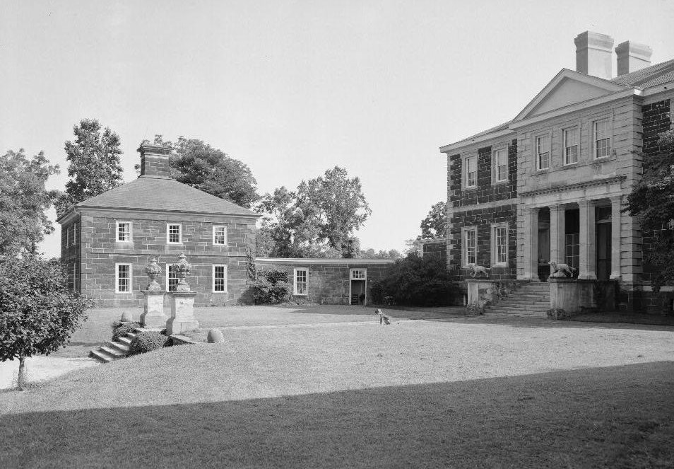 Mount Airy Plantation, Warsaw Virginia Northeast facade, main block and northern passageway and dependency (1971)