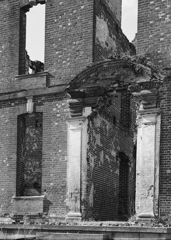 Rosewell Mansion Ruins, White Marsh Virginia SOUTH ENTRANCE AND WINDOW (1937)