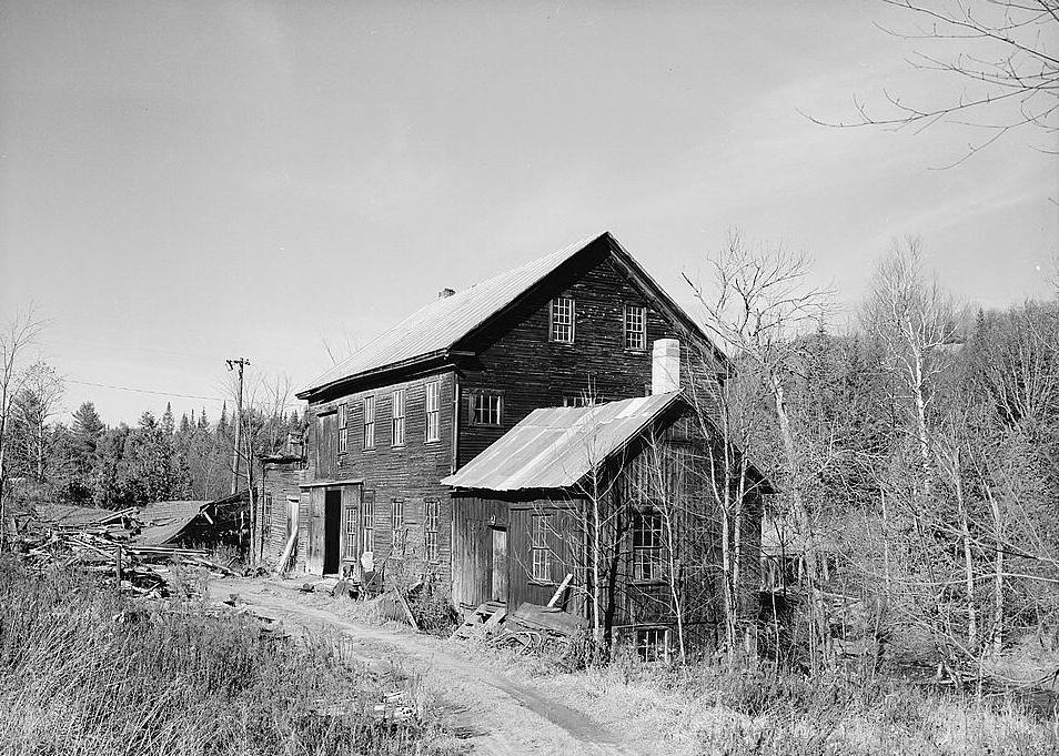 Ben Thresher's Mill, Barnet Vermont 1979 SE and SW elevations: view looking north showing Woodworking Mill and Blacksmith Shop