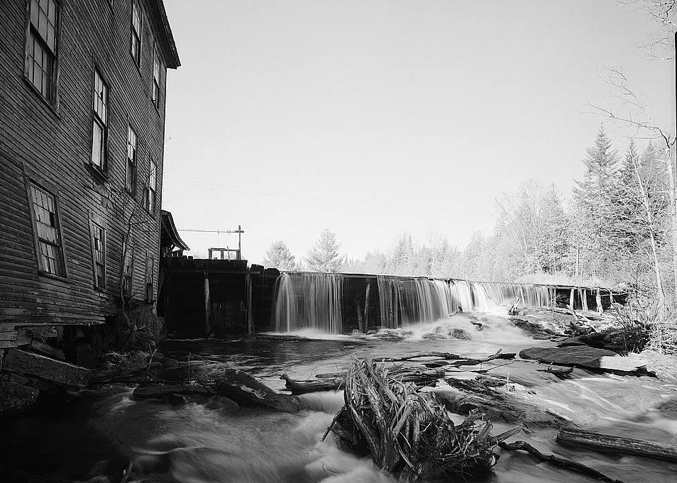 Ben Thresher's Mill, Barnet Vermont 1979 View looking northwest up Stevens River toward dam
