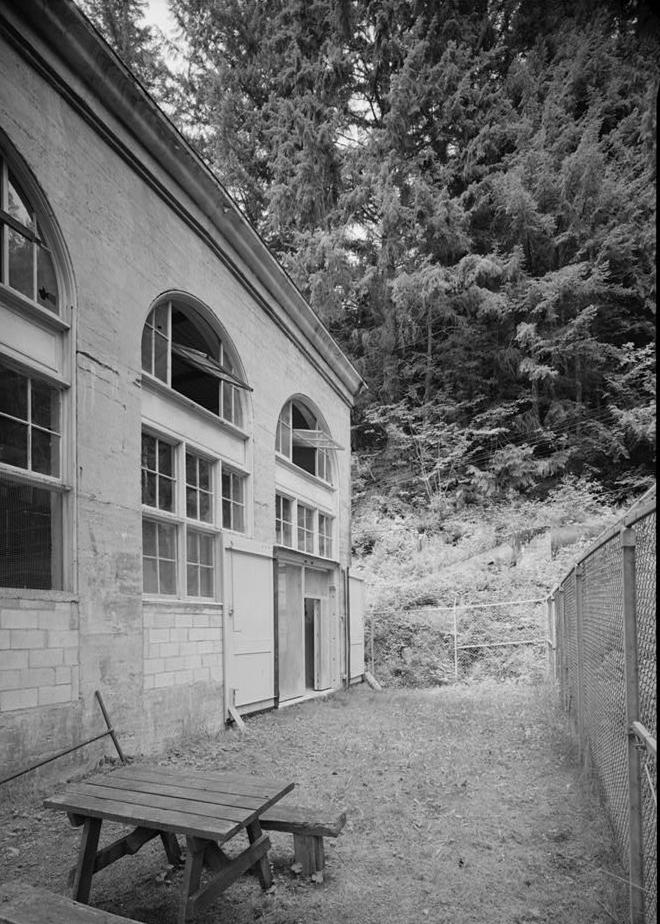 Nooksack Falls Hydroelectric Plant, Glacier Washington 1987 East facade of powerhouse; looking northwest.