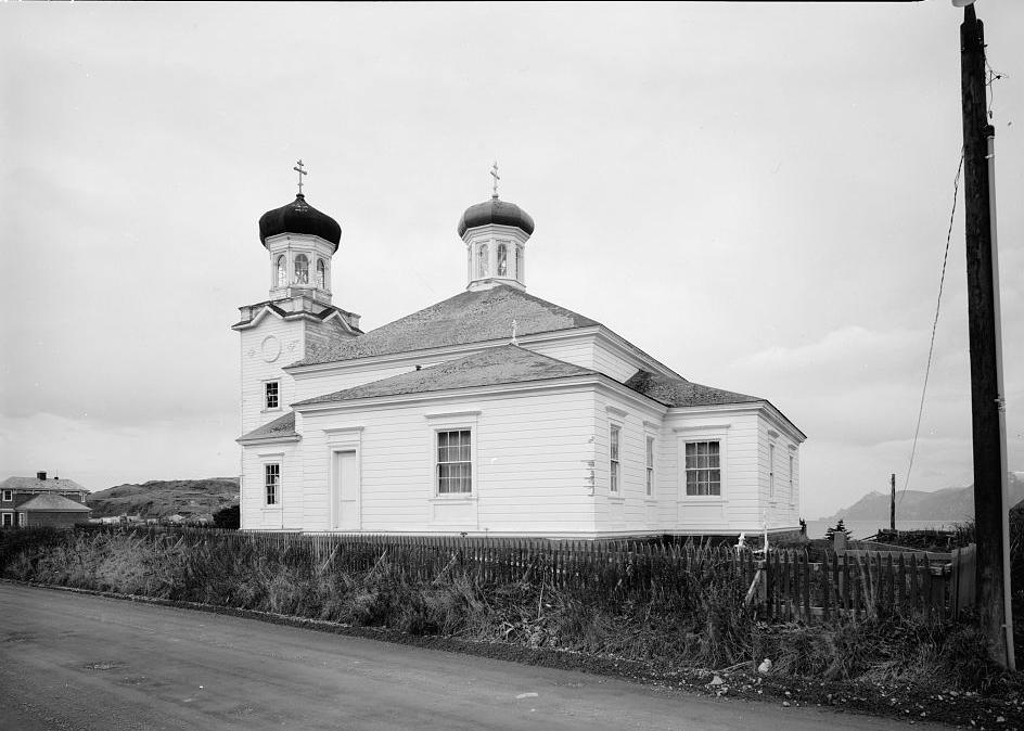 Holy Ascension Russian Orthodox Church, Unalaska Alaska 1984 SIDE AND REAR CORNER, LOOKING NORTHEAST