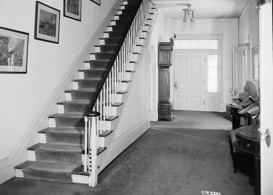 Arlington Place - Munger Mansion, Birmingham Alabama 1937 REAR HALL SHOWING STAIRS