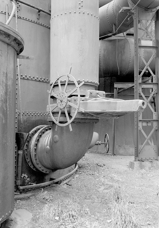 Sloss Furnace - Sloss-Sheffield Steel & Iron Company, Birmingham Alabama 1977 Hot blast valve at bottom of stove