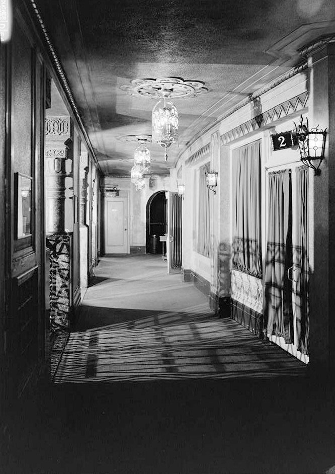 Alabama Theater, Birmingham Alabama 1996  VIEW ON MAIN FLOOR TUNNE TO HOUSE ENTRANCES FROM THE NORTH