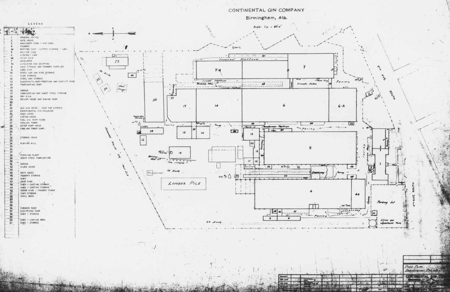 Continental Gin Company, Birmingham Alabama Early Site Plan
