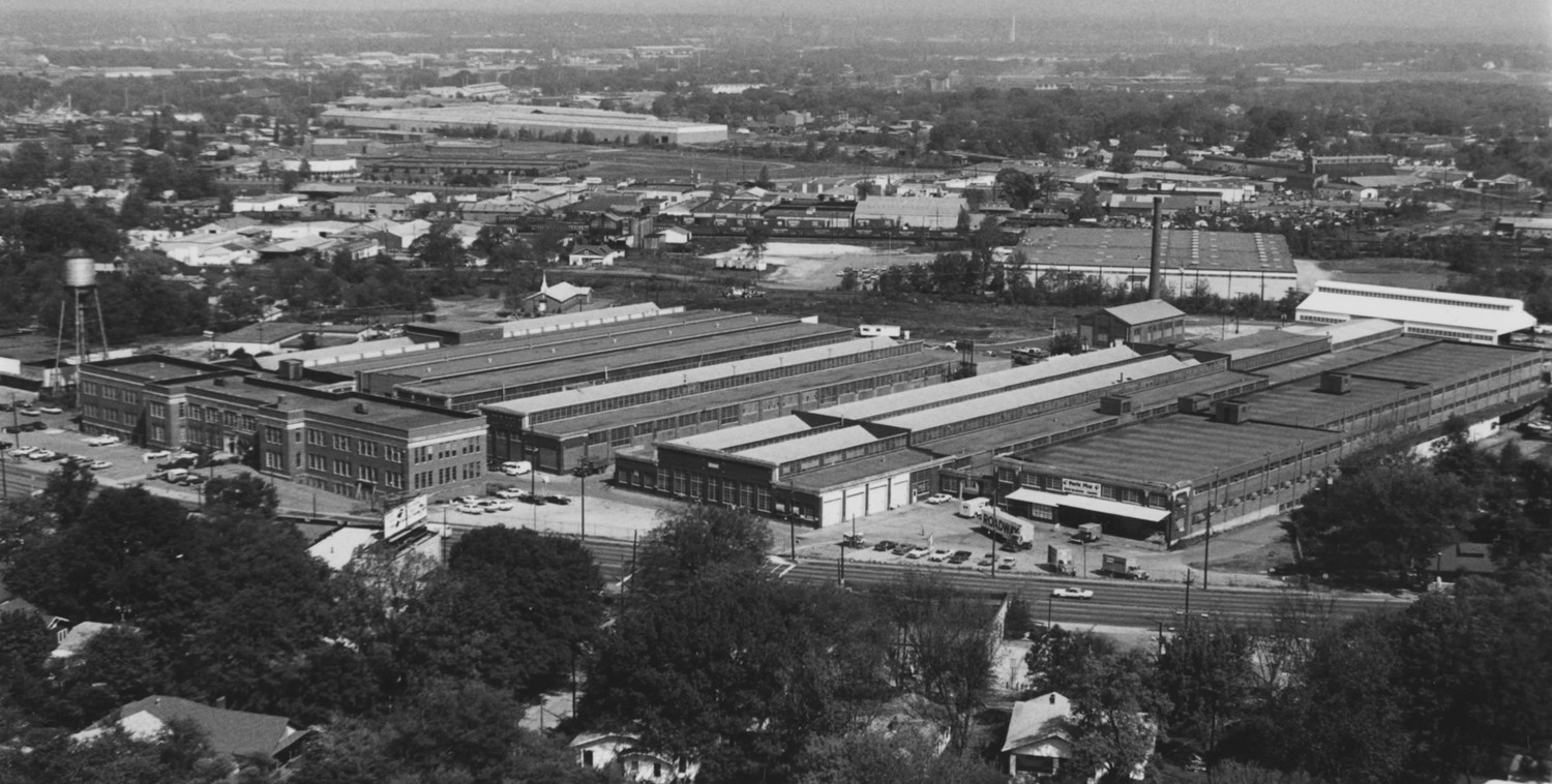 Continental Gin Company, Birmingham Alabama Aerial view of the Continental Gin Complex from the southeast. Crestwood Boulevard in the foreground (1980)