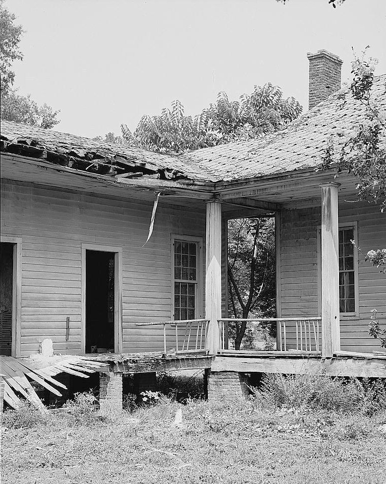 Josiah Haigler Plantation House, Burkville Alabama 1983 Detail of porch