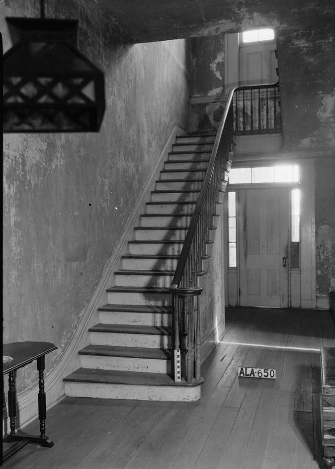 Stone-Young Plantation, Burkville Alabama 1936 VIEW IN REAR (SOUTH) END OF HALL, SHOWING STAIR