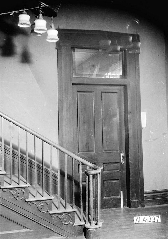 Cunningham Plantation, Cherokee Alabama 1936 Stair and Entrance to Living Room, West wall of Hall