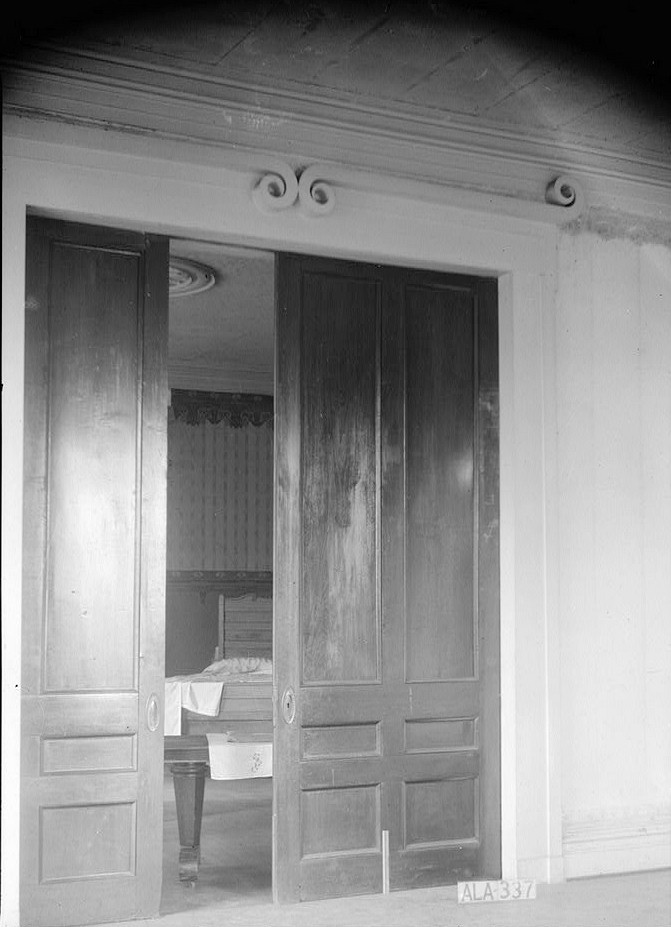 Cunningham Plantation, Cherokee Alabama 1936 Sliding Pocket Doors  in South Wall Between NE and SE Parlors