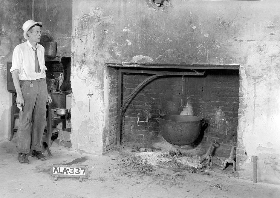 Cunningham Plantation, Cherokee Alabama 1935 Fireplace in Kitchen