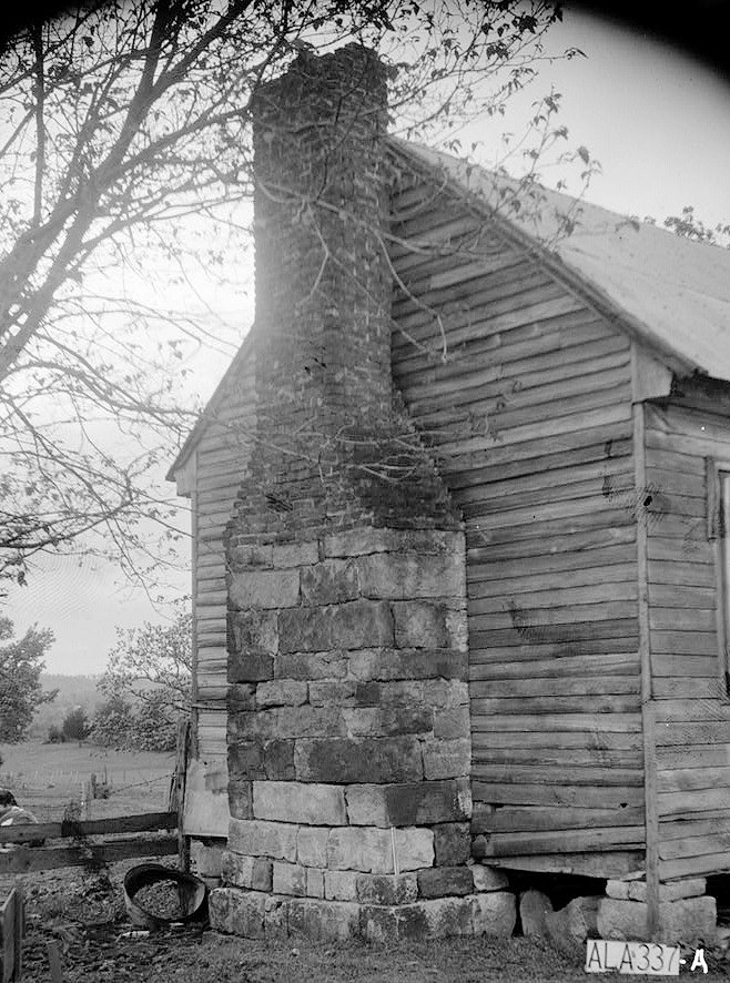 Cunningham Plantation, Cherokee Alabama 1936 Stone Chimney on West end of Outhouses