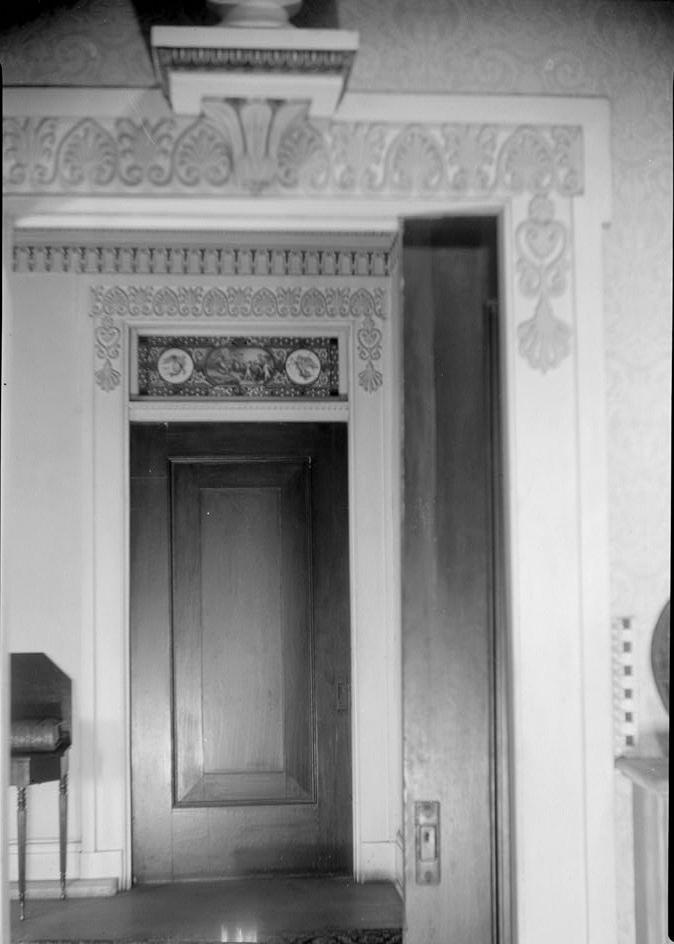 Gaineswood Mansion, Demopolis Alabama Looking north from library to ballroom door (poor photo.). 1936